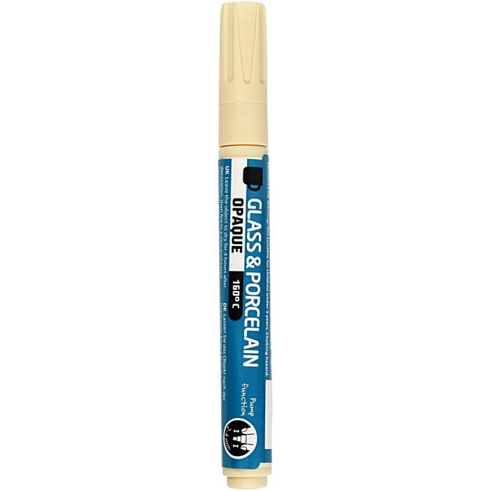 Pennarello per vetro e porcellana, ampiezza tratto 2-4 mm, opaca, panna, 1 pz