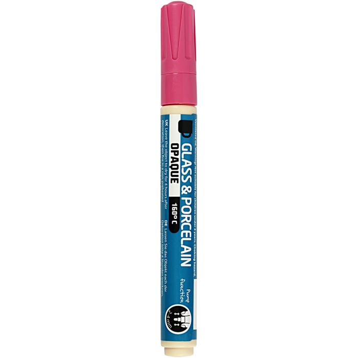 Pennarello per vetro e porcellana, ampiezza tratto 2-4 mm, opaca, rosa, 1 pz