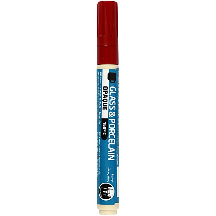 Pennarello per vetro e porcellana, ampiezza tratto 2-4 mm, opaca, rosso scuro, 1 pz