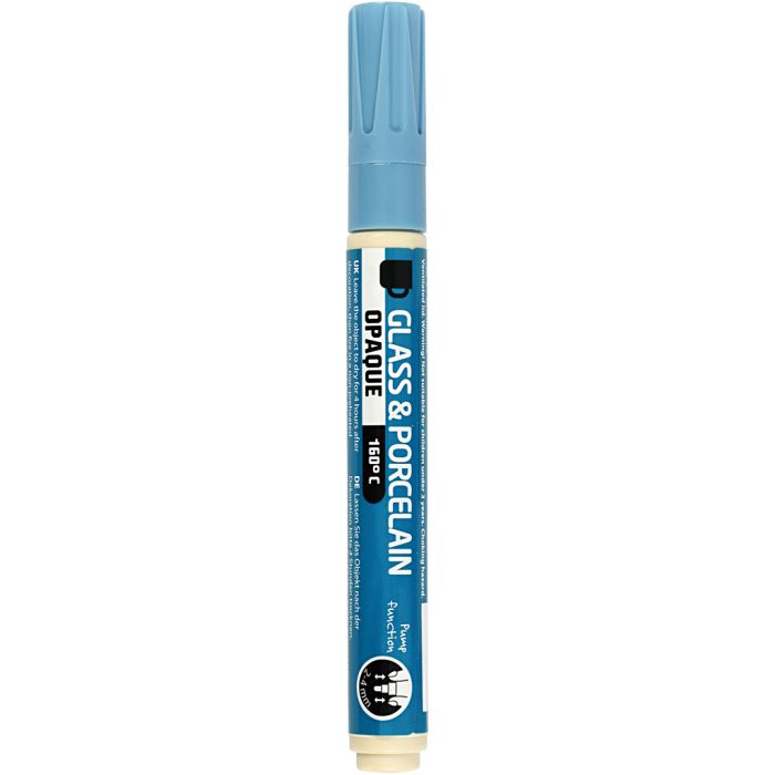 Pennarello per vetro e porcellana, ampiezza tratto 2-4 mm, opaca, azzurro, 1 pz