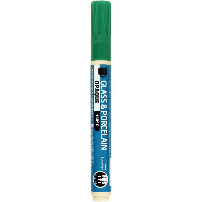 Pennarello per vetro e porcellana, ampiezza tratto 2-4 mm, opaca, verde, 1 pz