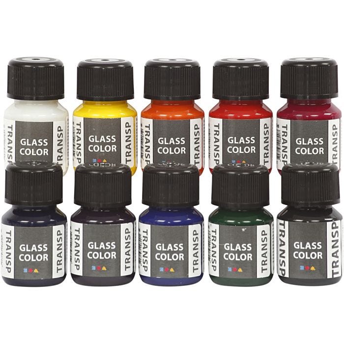 Colore trasparente per vetro, colori asst., 10x30 ml/ 1 conf.
