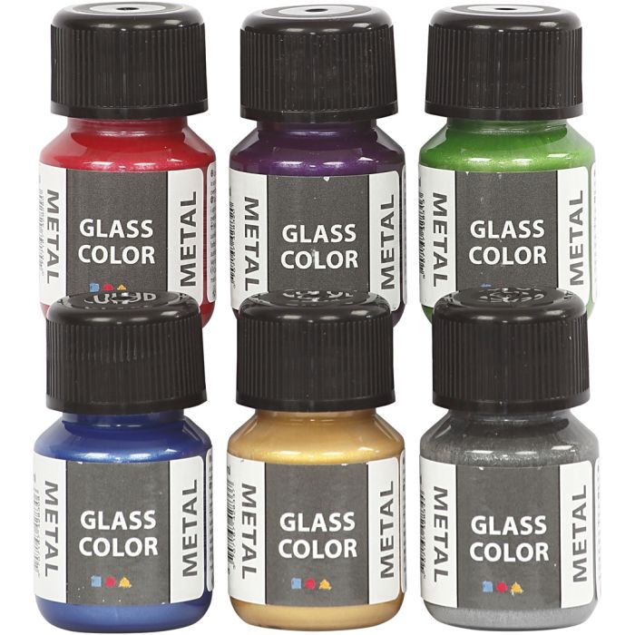 Colore metallico per vetro, colori asst., 6x30 ml/ 1 conf.