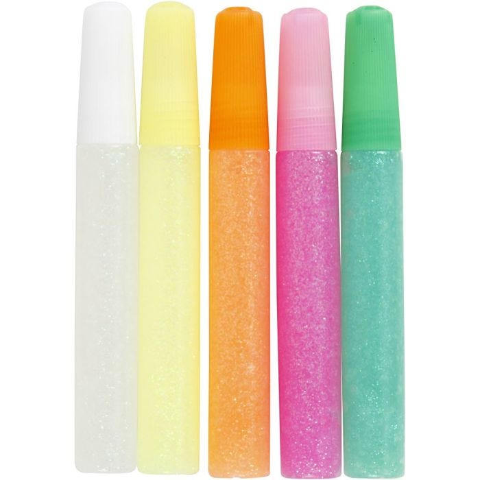 Colla glitter, colori pastello, 5x10 ml/ 1 conf.
