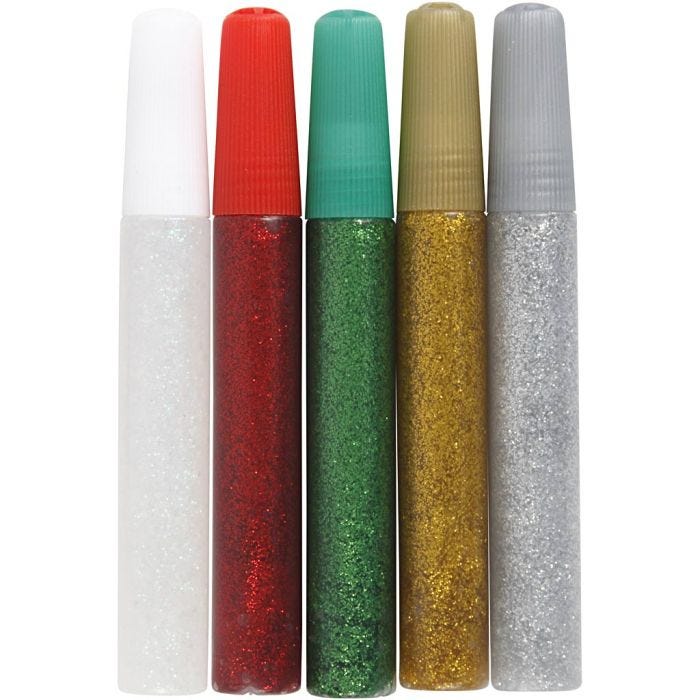 Colla glitter, colori asst., 5x10 ml/ 1 conf.