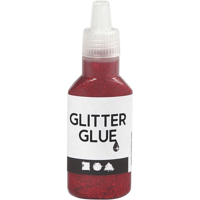 Colla glitter, rosso, 25 ml/ 1 bott.