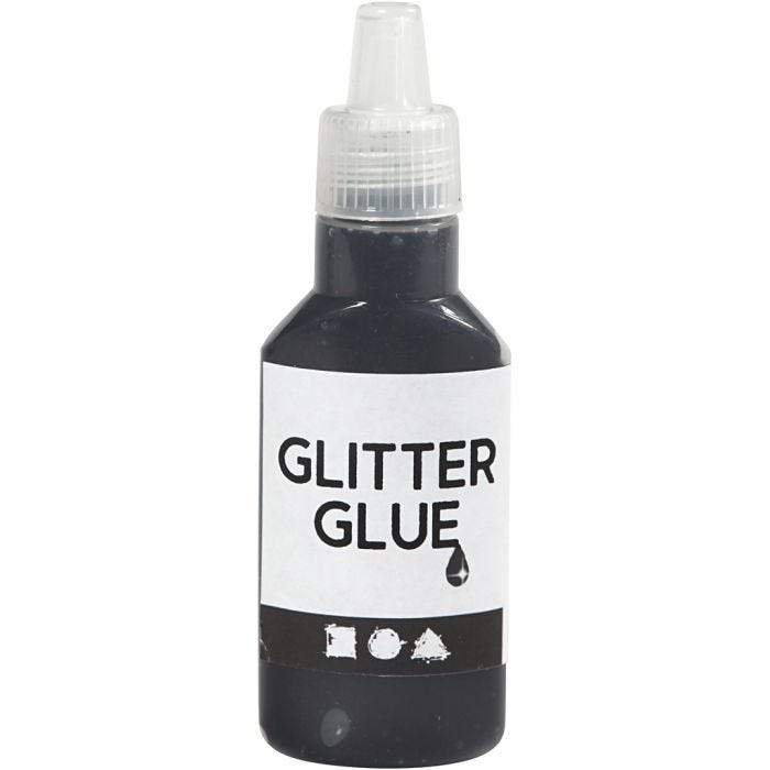 Colla glitter, nero, 25 ml/ 1 bott.