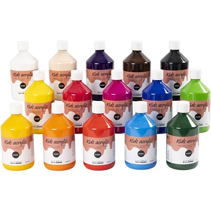 Colore Acrilico Lucido, colori asst., 15x500 ml/ 1 conf.