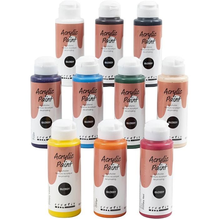 Colore Acrilico Lucido, colori asst., 10x120 ml/ 1 conf.