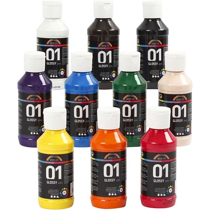 Colore Acrilico Lucido, colori asst., 10x100 ml/ 1 conf.