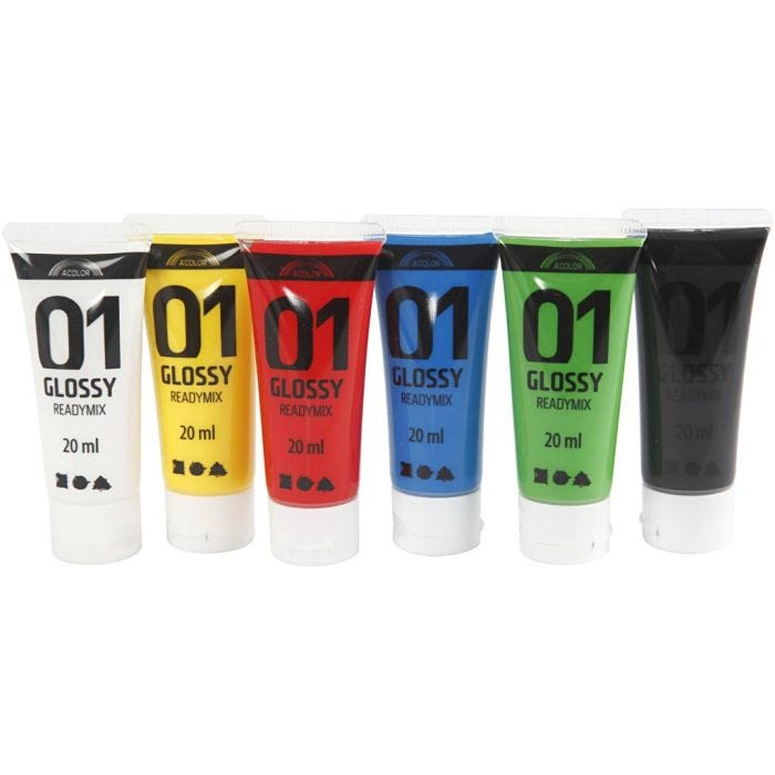 Colore Acrilico Lucido, colori standard, 6x20 ml/ 1 conf.