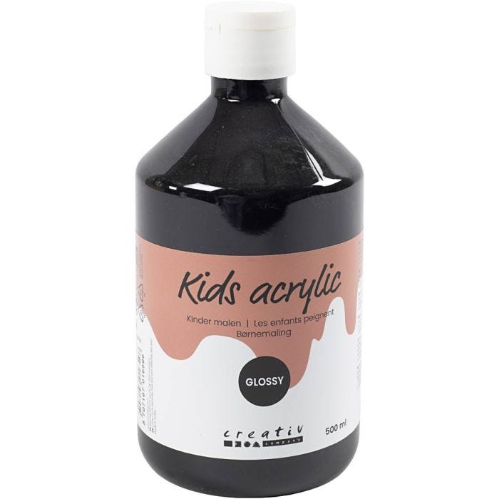 Colore Acrilico Lucido, nero, 500 ml/ 1 bott.