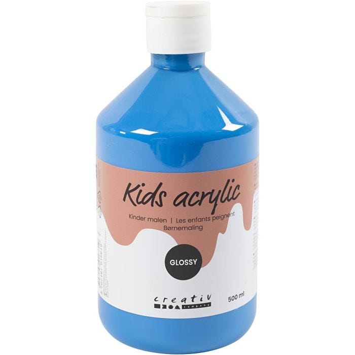 Colore Acrilico Lucido, blu primario, 500 ml/ 1 bott.