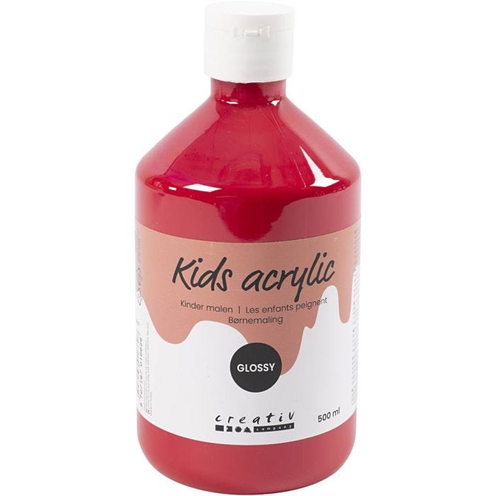 Colore Acrilico Lucido, rosso primario, 500 ml/ 1 bott.