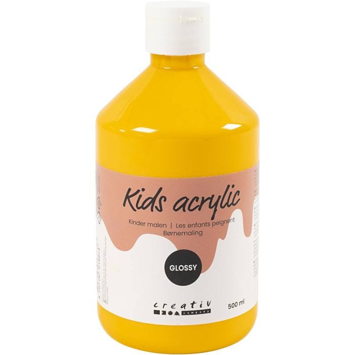 Colore Acrilico Lucido, giallo, 500 ml/ 1 bott.