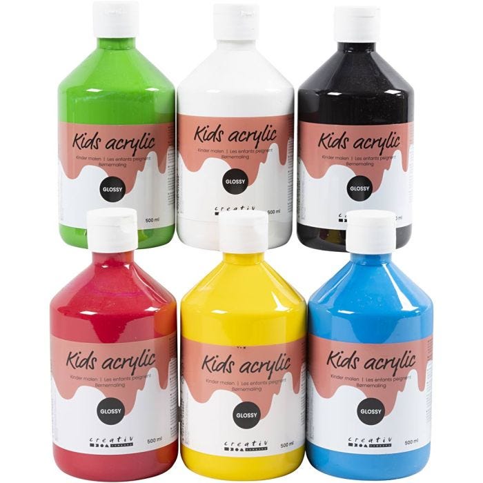 Colore Acrilico Lucido, colore primario, 6x500 ml/ 1 conf.