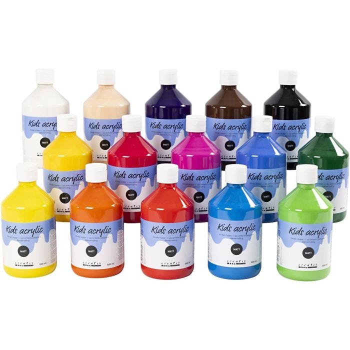 Colore Acrilio Opaco, colori asst., 15x500 ml/ 1 conf.