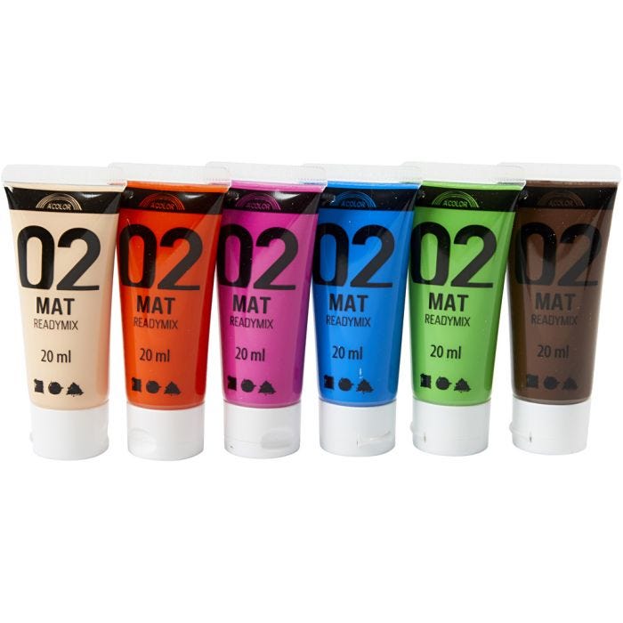 Colore Acrilio Opaco, colore aggiuntivo, 6x20 ml/ 1 conf.