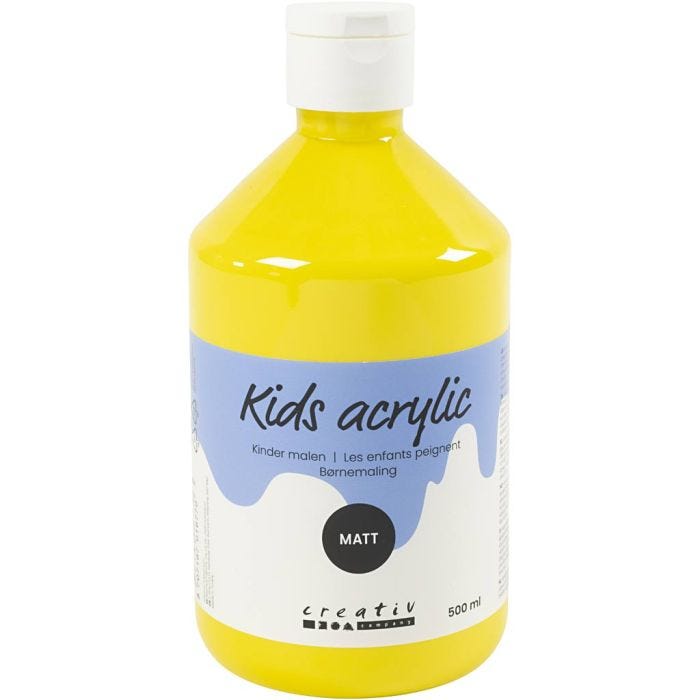 Colore Acrilio Opaco, giallo primario, 500 ml/ 1 bott.