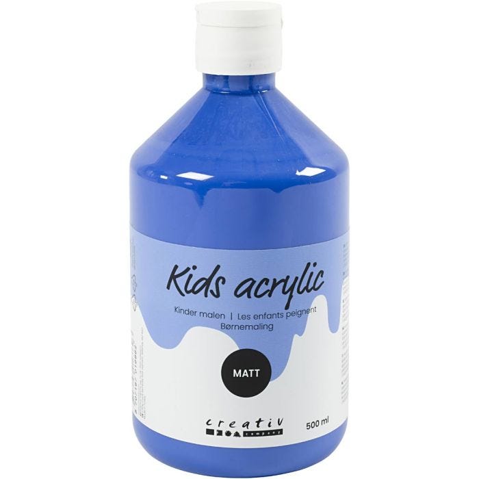 Colore Acrilio Opaco, blu, 500 ml/ 1 bott.