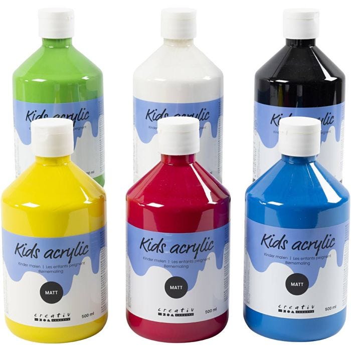 Colore Acrilio Opaco, colore primario, 6x500ml/ 1 conf.