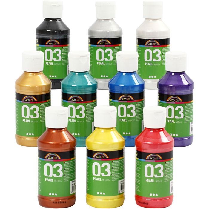 Colore Acrilio Metallizzato, metallico, colori asst., 10x120 ml/ 1 conf.