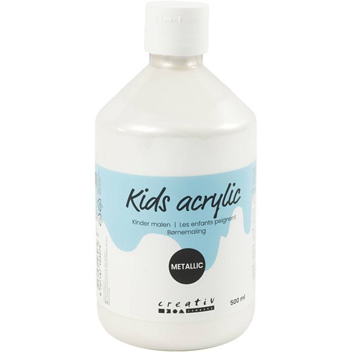 Colore Acrilio Metallizzato, metallico, bianco, 500 ml/ 1 bott.