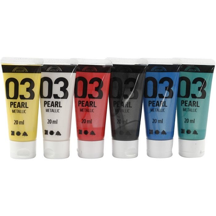 Colore Acrilio Metallizzato, metallico, colori standard, 6x20 ml/ 1 conf.
