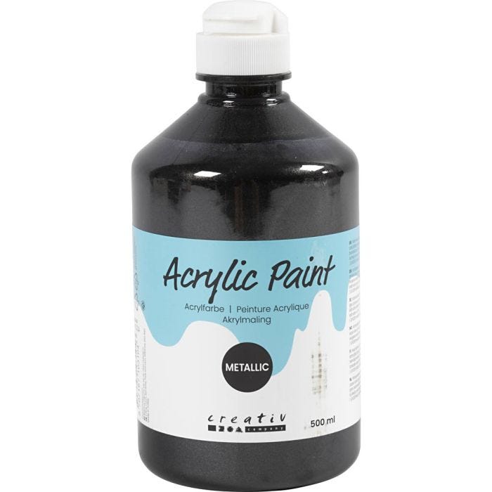Colore Acrilio Metallizzato, metallico, nero, 500 ml/ 1 bott.