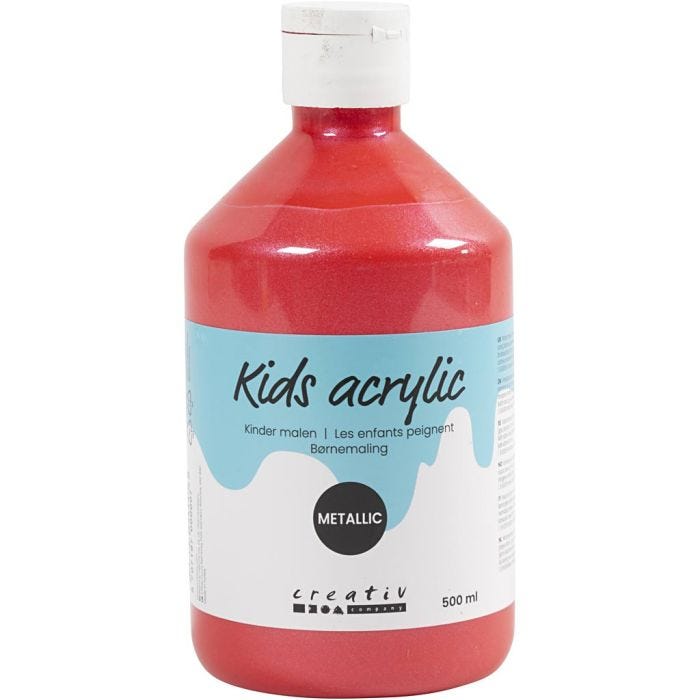 Colore Acrilio Metallizzato, metallico, rosso, 500 ml/ 1 bott.