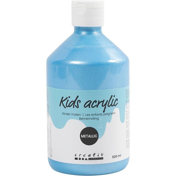 Colore Acrilio Metallizzato, metallico, azzurro, 500 ml/ 1 bott.