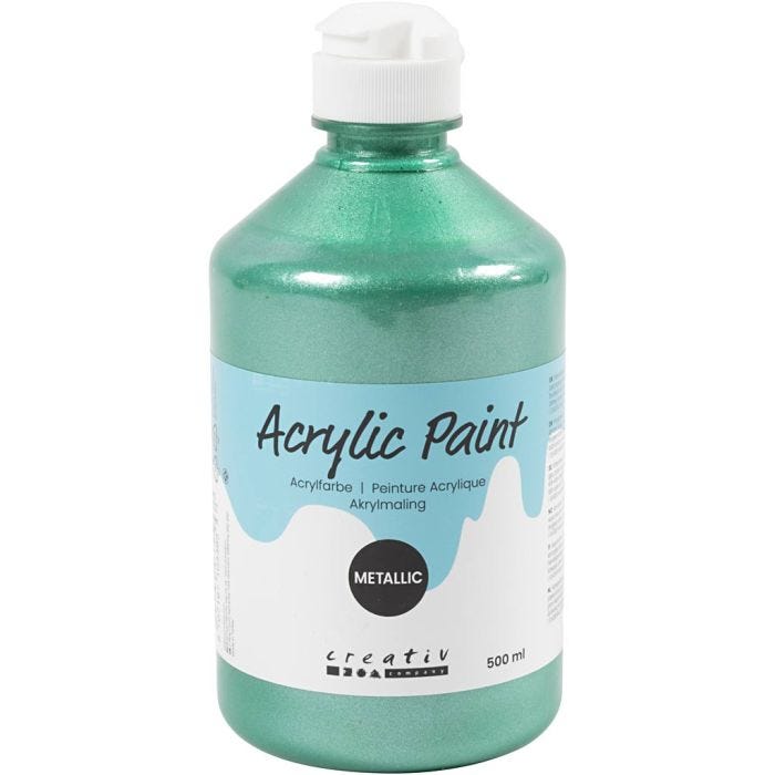 Colore Acrilio Metallizzato, metallico, verde, 500 ml/ 1 bott.