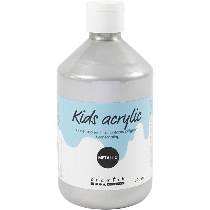 Colore Acrilio Metallizzato, metallico, argento, 500 ml/ 1 bott.