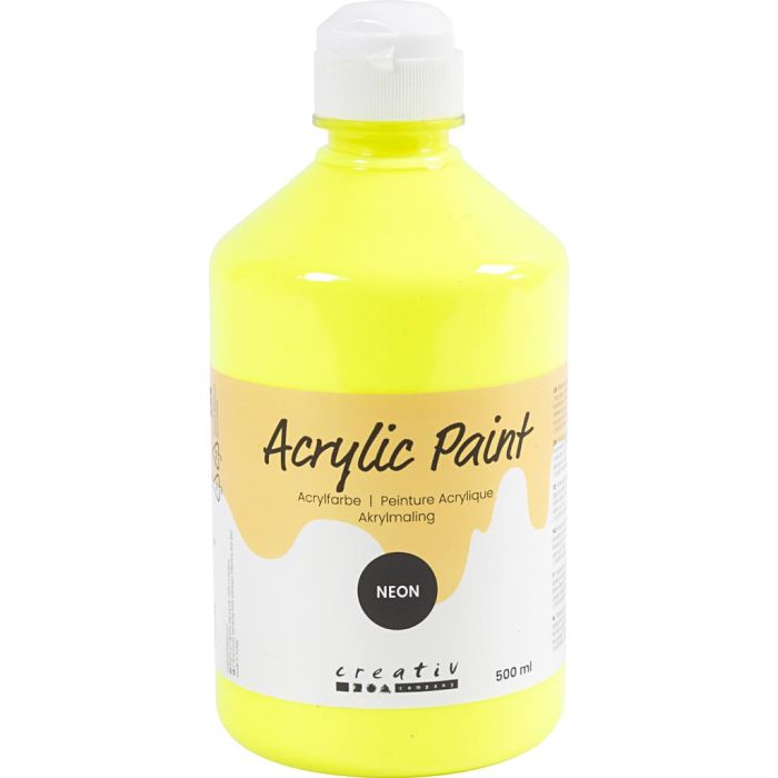 Colore Acrilico Neon , giallo neon, 500 ml/ 1 bott.