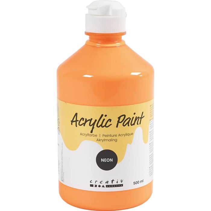 Colore Acrilico Neon , neon orange, 500 ml/ 1 bott.