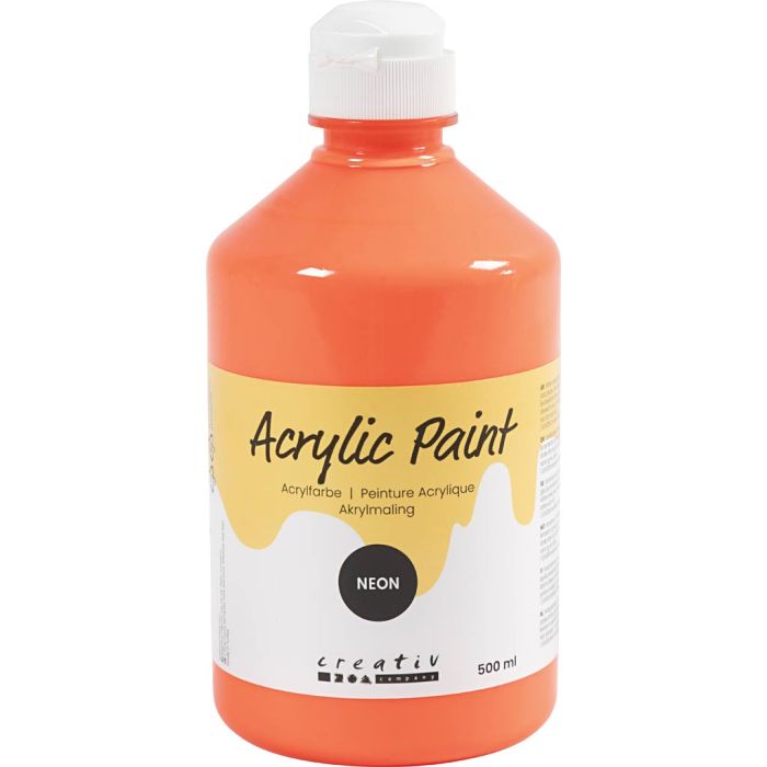 Colore Acrilico Neon , rosso neon, 500 ml/ 1 bott.