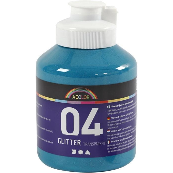 Colori acrilici glitterati, turchese, 500 ml/ 1 bott.