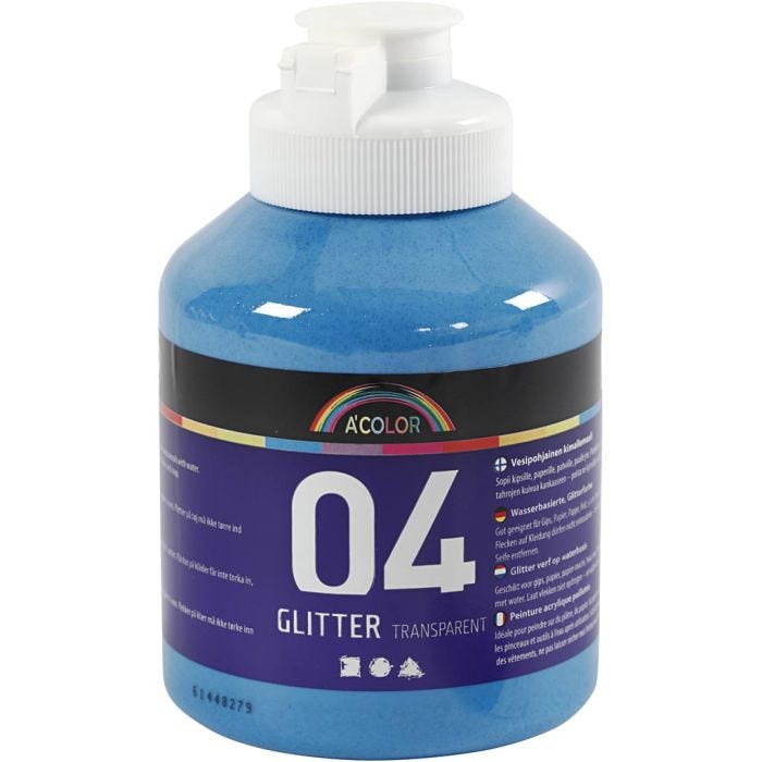 Colori acrilici glitterati, blu, 500 ml/ 1 bott.