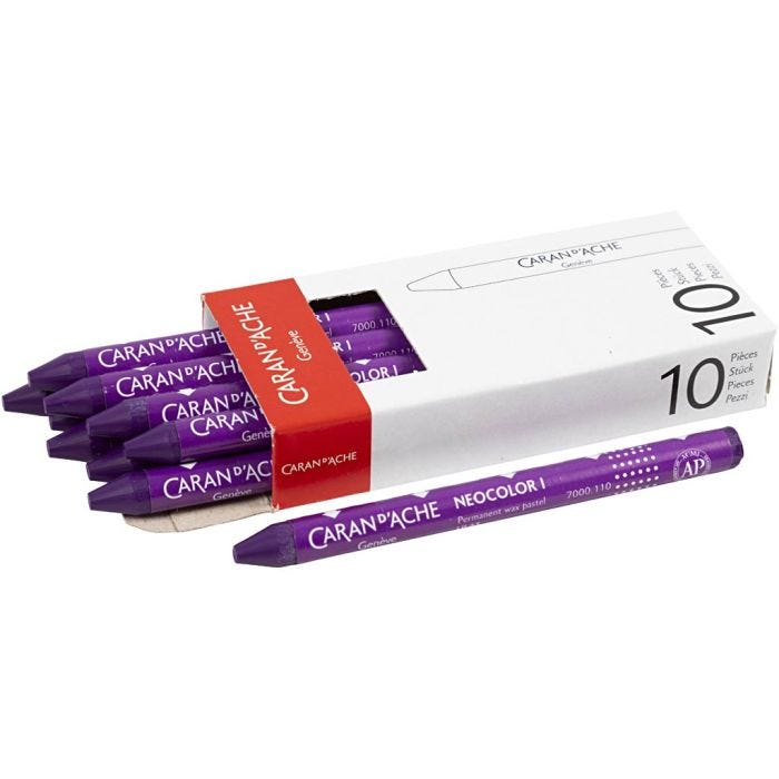 CARAN D’ACHE Neocolor I Pastelli, L: 10 cm, spess. 8,5 mm, lilac (110), 10 pz/ 1 conf.