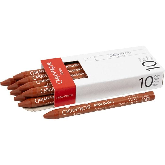 CARAN D’ACHE Neocolor I Pastelli, L: 10 cm, spess. 8,5 mm, russet (065), 10 pz/ 1 conf.