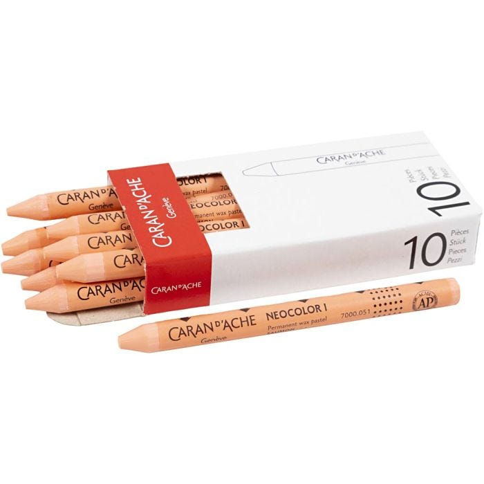 CARAN D’ACHE Neocolor I Pastelli, L: 10 cm, spess. 8,5 mm, salmon (051), 10 pz/ 1 conf.