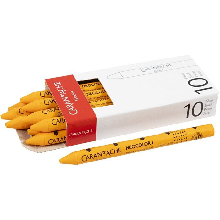 CARAN D’ACHE Neocolor I Pastelli, L: 10 cm, spess. 8,5 mm, orange (030), 10 pz/ 1 conf.