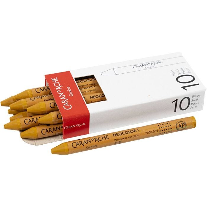CARAN D’ACHE Neocolor I Pastelli, L: 10 cm, spess. 8,5 mm, ochre (035), 10 pz/ 1 conf.