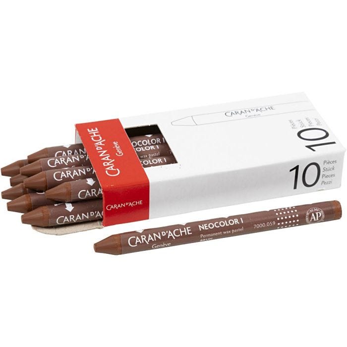 CARAN D’ACHE Neocolor I Pastelli, L: 10 cm, spess. 8,5 mm, brown (059), 10 pz/ 1 conf.