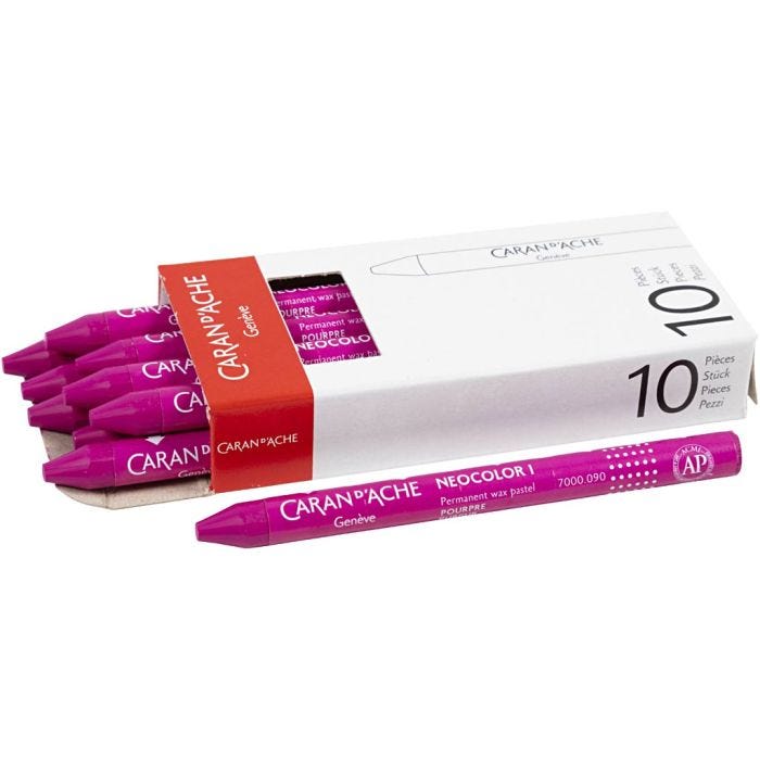 CARAN D’ACHE Neocolor I Pastelli, L: 10 cm, spess. 8,5 mm, crimson (090), 10 pz/ 1 conf.