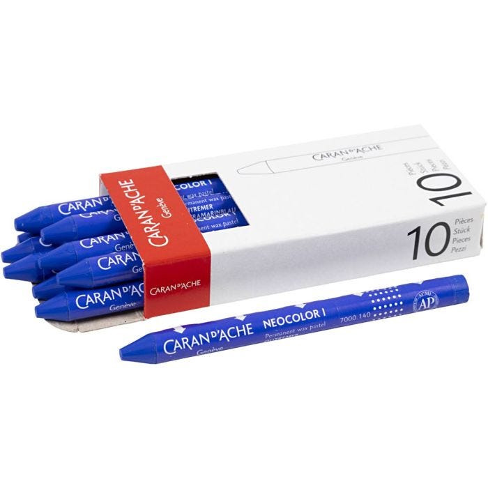 CARAN D’ACHE Neocolor I Pastelli, L: 10 cm, spess. 8,5 mm, ultramarine (140), 10 pz/ 1 conf.