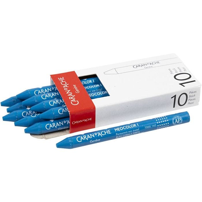 CARAN D’ACHE Neocolor I Pastelli, L: 10 cm, spess. 8,5 mm, cobalt blue (160), 10 pz/ 1 conf.
