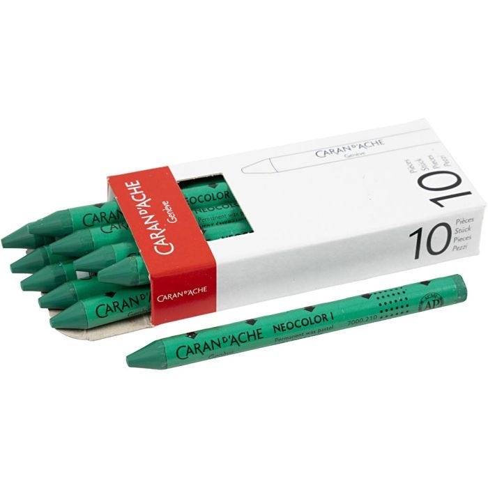 CARAN D’ACHE Neocolor I Pastelli, L: 10 cm, spess. 8,5 mm, emerald green (210), 10 pz/ 1 conf.