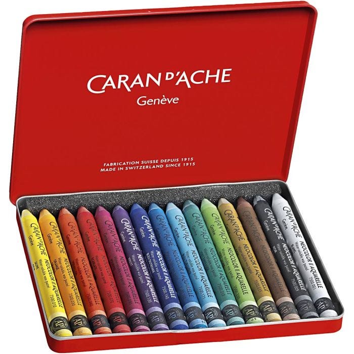 CARAN D’ACHE Neocolor II, L: 10 cm, spess. 8,5 mm, colori asst., 15 pz/ 1 conf.