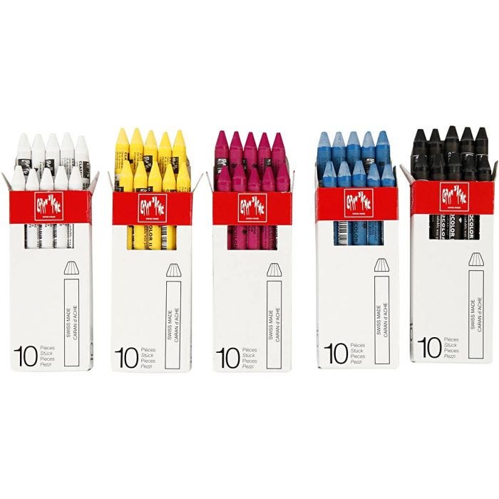 CARAN D’ACHE Neocolor II, L: 10 cm, spess. 8,5 mm, colori asst., 5x10 pz/ 1 conf.